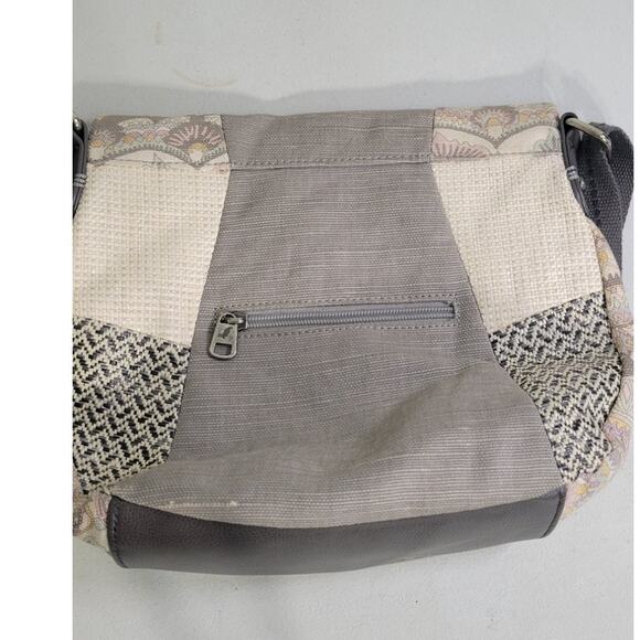 Sakroots Purse Foldover Crossbody Patchwork Tan & Creams Boho Cottage Core - Picture 2 of 7